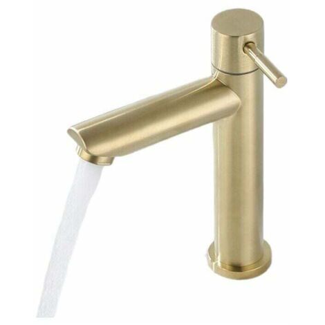 Mitigeur de lavabo Mélangeur de lavabo en acier inoxydable salle de bain or