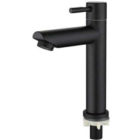 Mitigeur de lavabo mitigeur de salle de bain avec bec robinet de colonne d'eau froide, hauteur totale : 18 cm, noir-robinet lavabo vasque