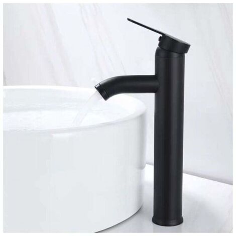 Mitigeur de lavabo, modèle à bec haut, robinet monotrou, pour lavabo à poser en cuivre chromé avec aérateur extractible