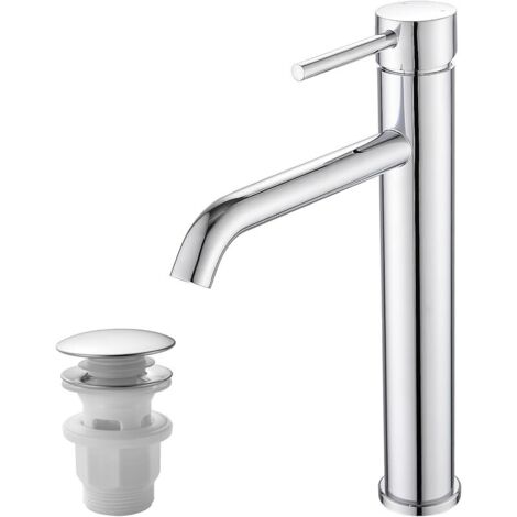 Mitigeur de lavabo moderne - Mitigeur monocommande - Chromé - Haut (28,5 cm, chromé)
