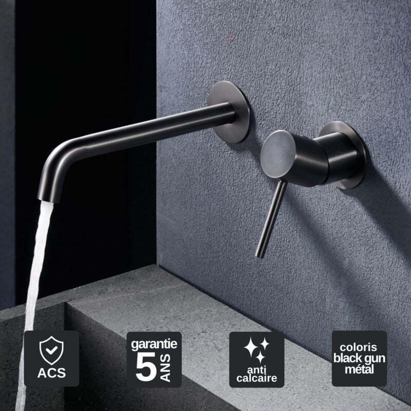 Imex Products - Robinet Mitigeur de Lavabo anti-calcaire Encastré Black Gun Métal imex monza GLM039/BGM