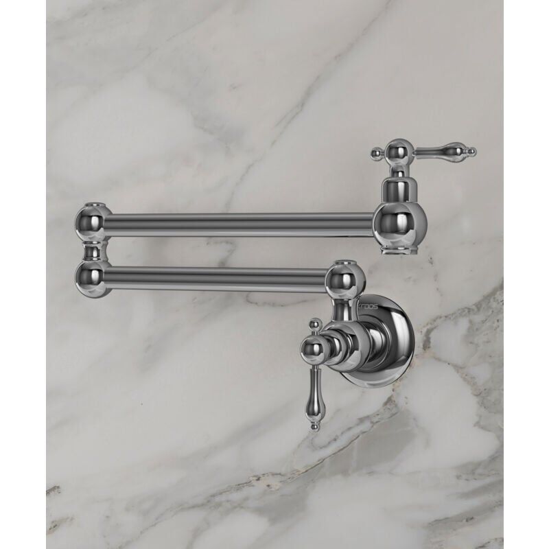 Shmshng - Mitigeur de lavabo mural rétractable à deux poignées avec deux joints pivotants - eau froide - Chromé