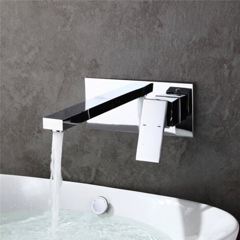 HOMELODY Mitigeur de Lavabo Mural Robinet Salle de Bain pour Lavabo et Baignoire Robinet Lavabo Encastré en Laiton Chromé Design Moderne