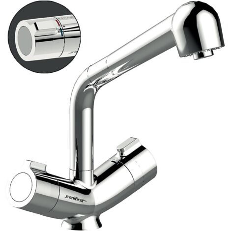 Mitigeur de lavabo/paillasse bébé thermostatique monotrou Mastermix à douchette extractible