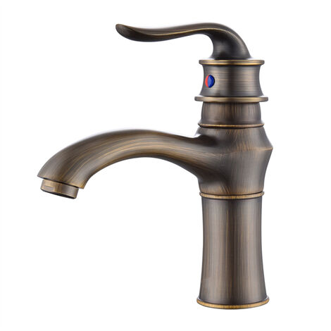 Mitigeur de Lavabo Rétro Robinet Lavabo en Laiton Antique Robinet de Salle Bain Style Classique