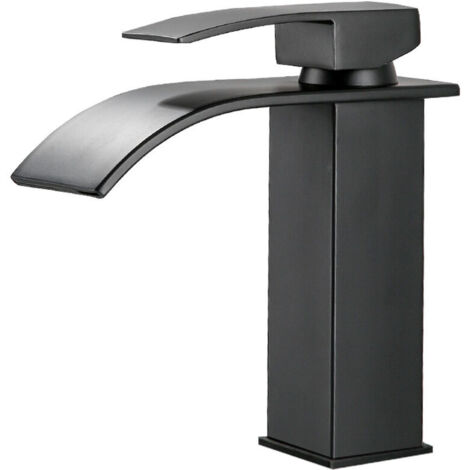 Mitigeur de lavabo Robinet cascade noir avec bec haut Mitigeur de lavabo monotrou haut (grand)