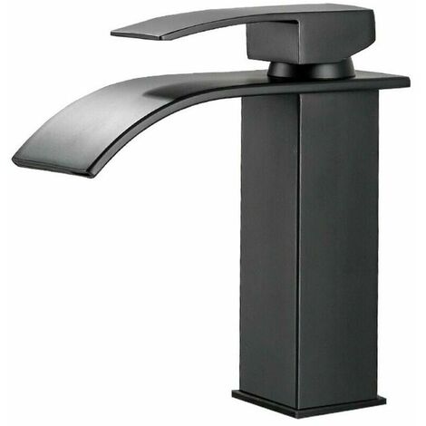 Mitigeur de lavabo Robinet cascade noir avec bec haut mitigeur lavabo haut monotrou （haut）