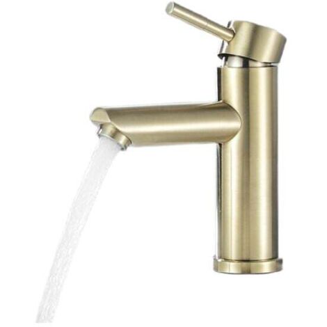 Mitigeur de lavabo Robinet de lavabo eau chaude et froide Mitigeur lavabo or brossé-A2