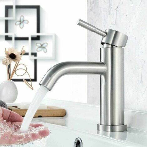 Mitigeur de lavabo Robinet de lavabo en acier inoxydable brossé mat