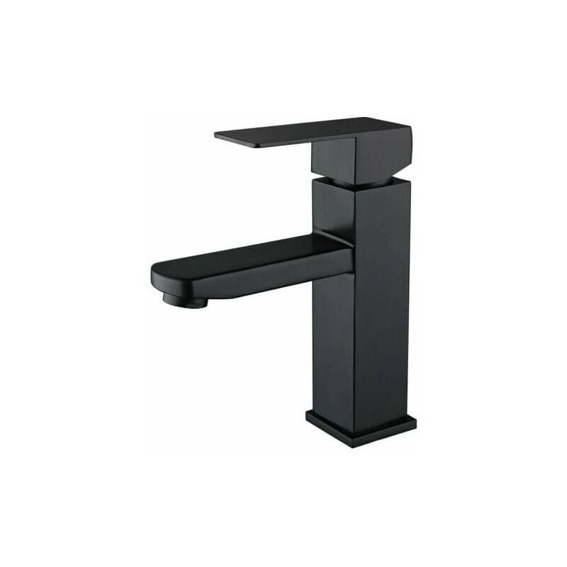 SNQ - Mitigeur de lavabo Robinet de lavabo noir en acier inoxydable 304 réglable chaud et froid--