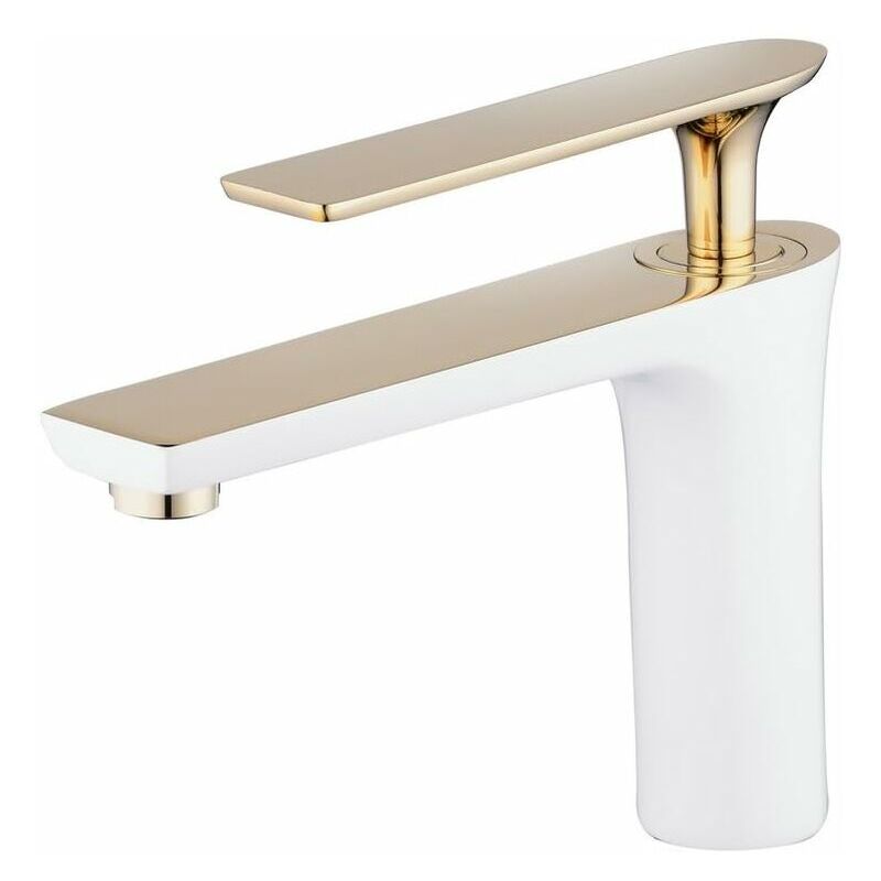 Ymyny - Mitigeur de lavabo Robinet d'évier de salle de bain blanc/or peinture mitigeur de lavabo mitigeur lavabo monotrou robinets d'évier de vanité