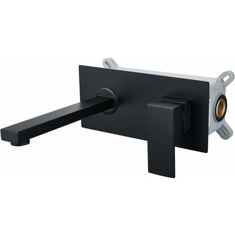 Mitigeur de lavabo Robinet mural noir mat salle de bain robinet de cuisine mitigeur évier mitigeur en laiton massif vanne brute incluse