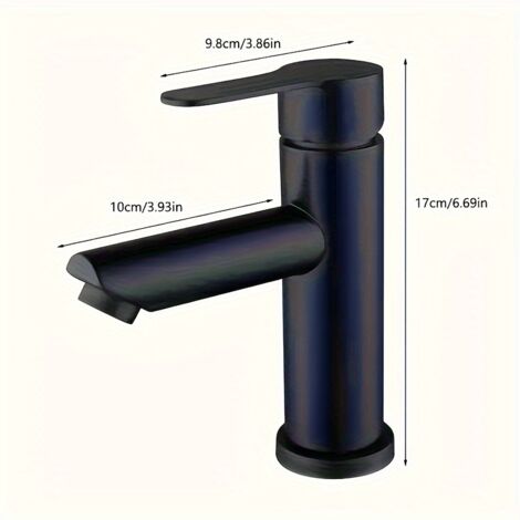 Mitigeur de Lavabo Salle de Bain en Acier Inoxydable 304 Noir – Eau Chaude et Froide, Robinet pour Vasque et Plan de Toilette, Design Moderne