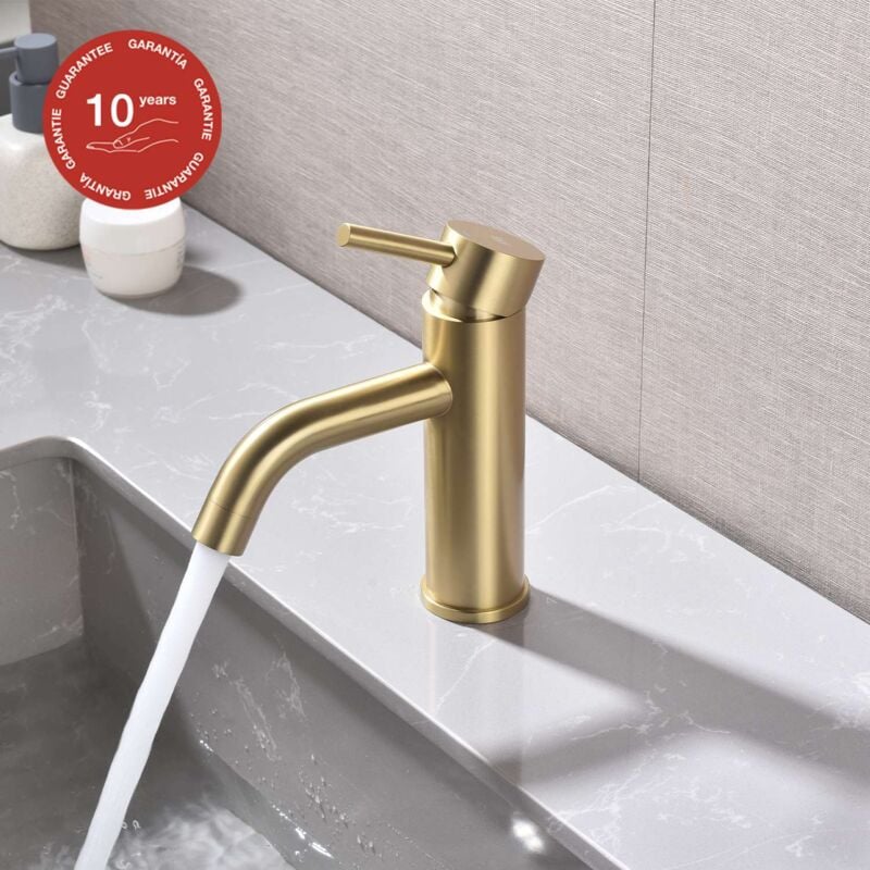 Mitigeur de lavabo SKY BATH or brossé PVD Inox S304 série Rock