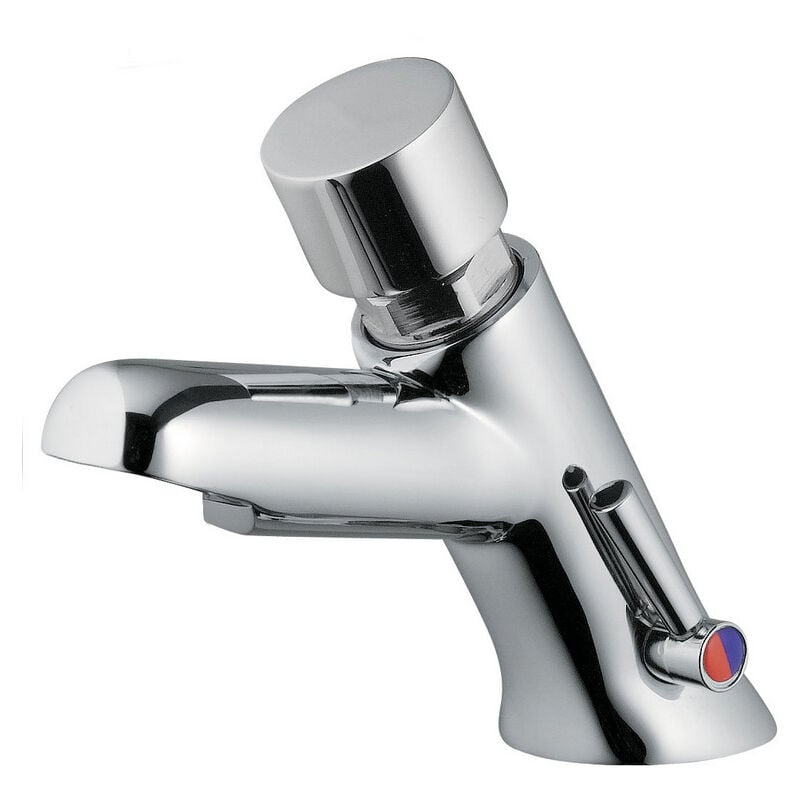 Idral - Mitigeur de lavabo temporisé de la série modern avec commande à bouton-poussoir antiblocage