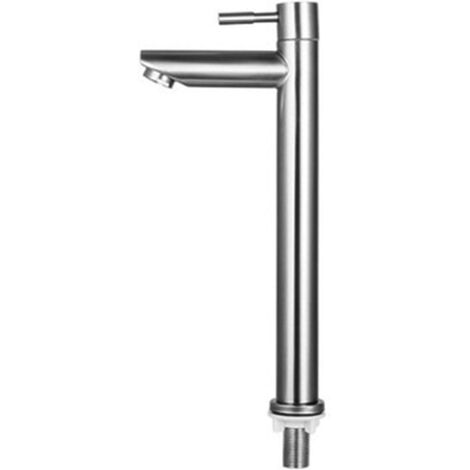 Mitigeur de salle de bain à bec haut et finition brossée, robinet d'eau froide en acier inoxydable, levier unique avec tuyau flexible, adapté aux éviers et lavabos.