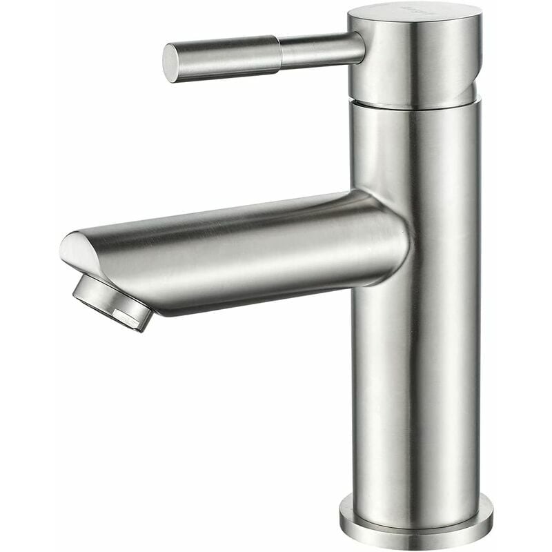 Lucky-88 - Mitigeur de Salle de Bains, Robinet de Lavabo Monocommande, Acier Inoxydable, Gris