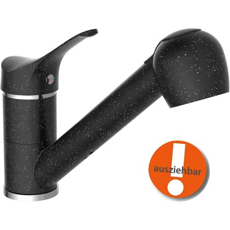 Mitigeur d'évier avec douchette extractible GRANIT noir-chrome EISL