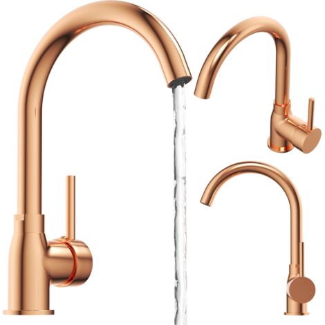 Mitigeur d'Évier Cuisine Monocommande Robinet Sur Plage Granitan BETA Or Rose 1 Pièce