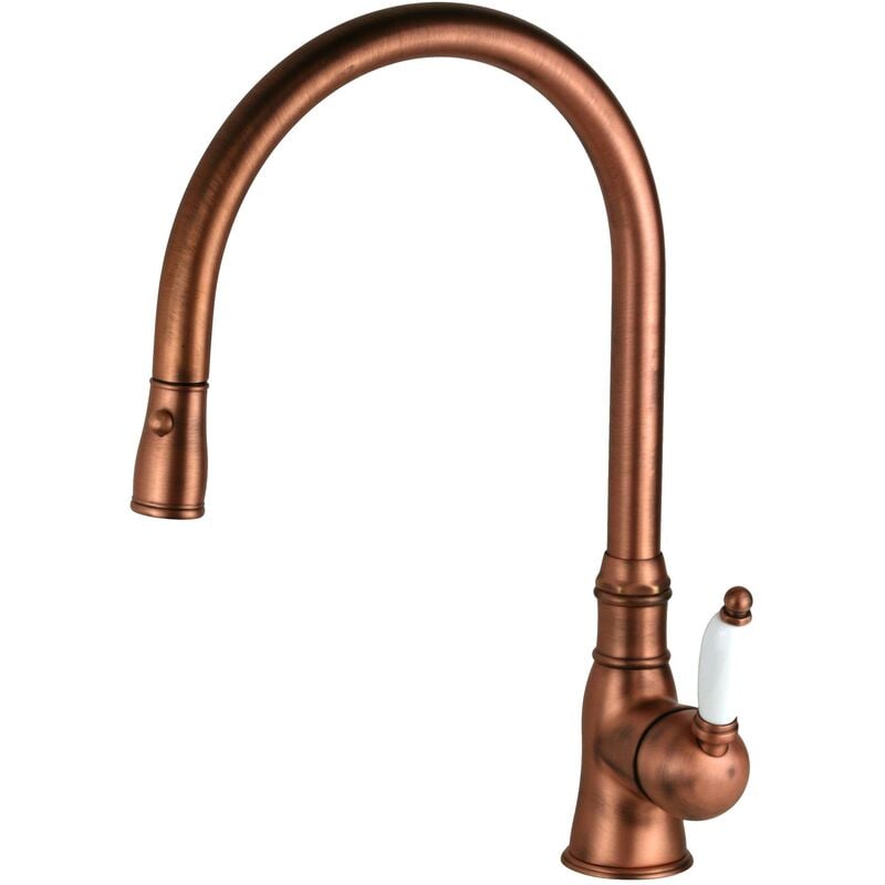 Mitigeur d'évier de cuisine avec bec de douche haut extractible de couleur cuivre Gattoni orta 0240/PCVC Cuivre