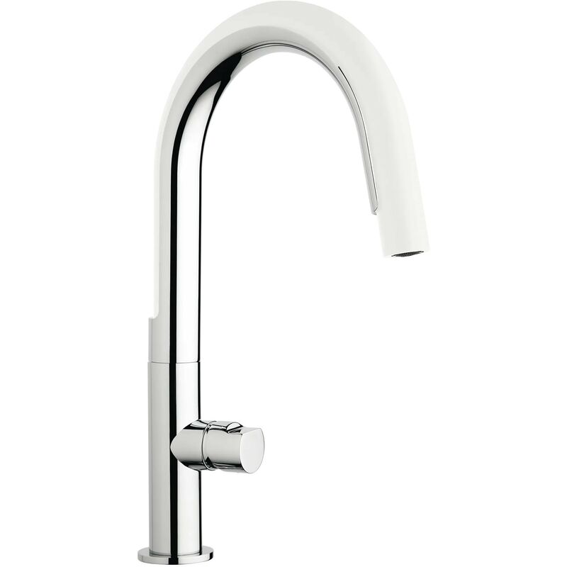 Mamoli - Mitigeur d'évier de cuisine avec douchette en silicone blanc Cook 740800000J01 Chromé