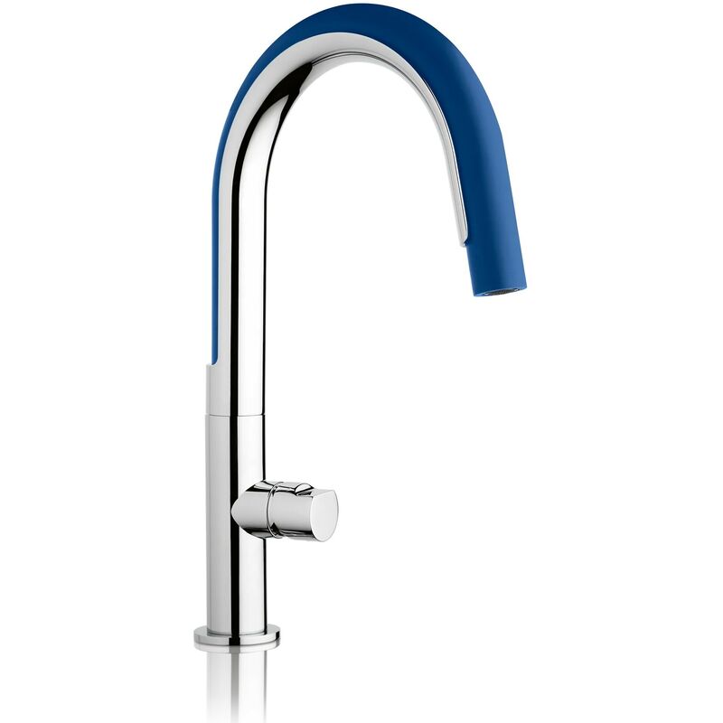 Mamoli - Mitigeur d'évier de cuisine avec douchette en silicone bleu Cook 740800000B01 Chromé