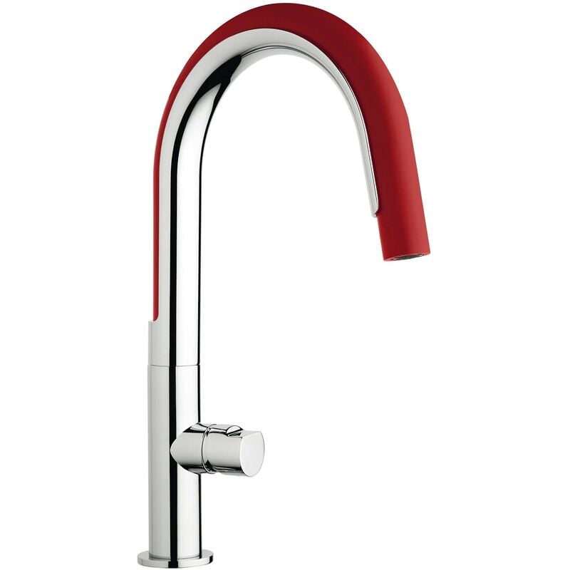 Mamoli - Mitigeur d'évier de cuisine avec douchette en silicone rouge Cook 740800000C01 Chromé