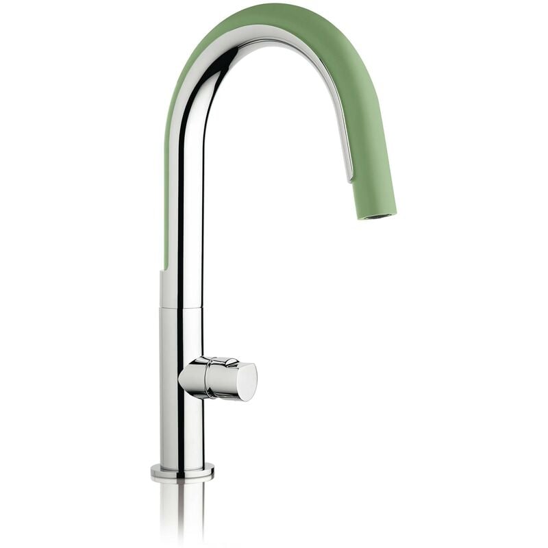 Mamoli - Mitigeur d'évier de cuisine avec douchette en silicone vert Cook 740800000V01 Chromé