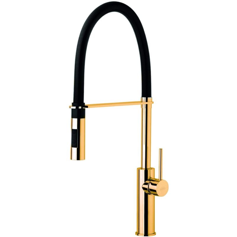 Paffoni - Mitigeur d'évier de cuisine doré avec ressort noir mat Light LIG179HGNO Or