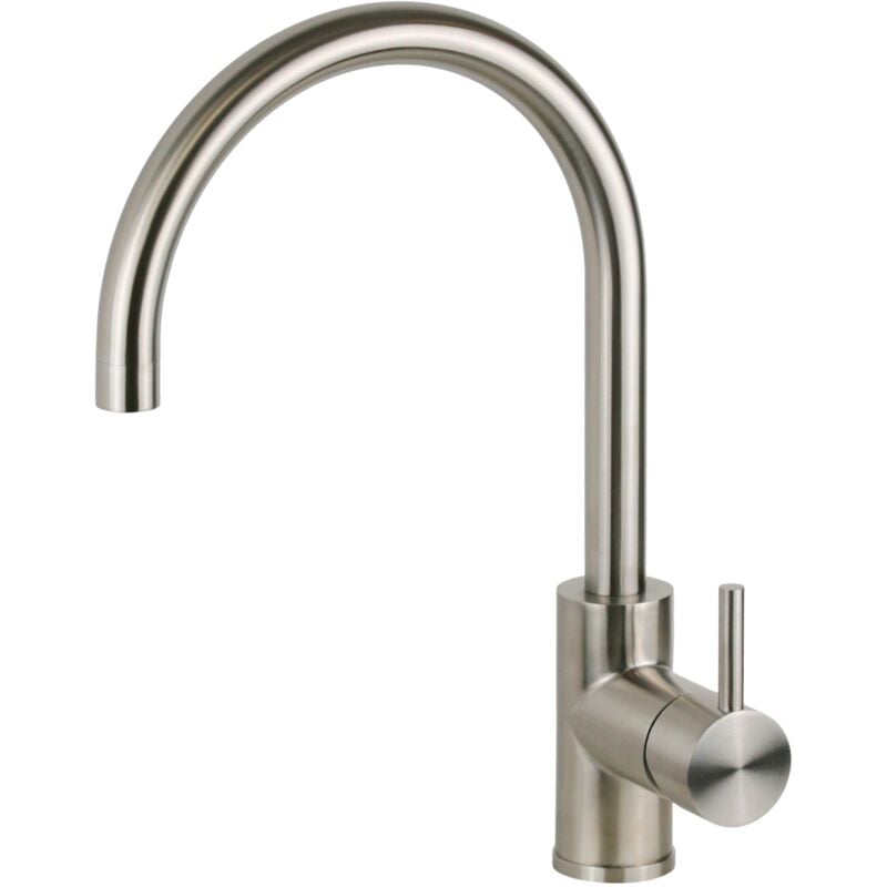 Mitigeur d'évier de cuisine en acier inoxydable avec bec rond réglable Pollini NF0005 Acier inoxydable