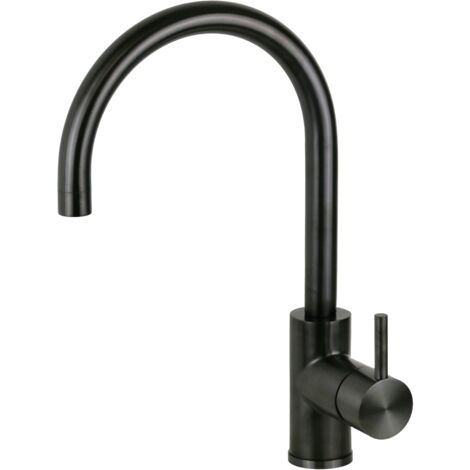 Mitigeur d'évier de cuisine en acier inoxydable couleur bronze avec bec rond réglable Pollini NF0005B  Gunmetal