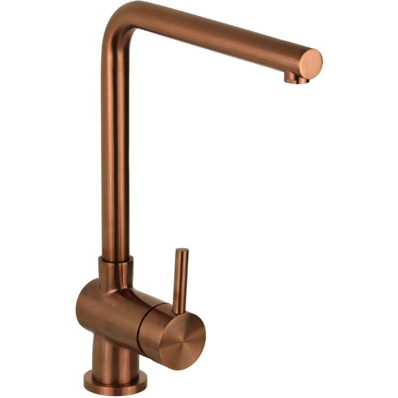 Mitigeur d'évier de cuisine en acier inoxydable couleur pvd cuivre brossé avec bec orientable Pollini AK0060R Cuivre brossé pvd