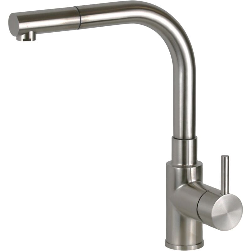 Mitigeur d'évier de cuisine en inox avec douche extractible Pollini AK0063 Acier inoxydable