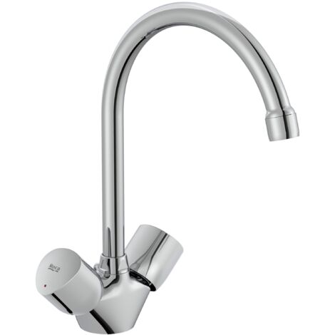 Mitigeur d'évier de cuisine et de buanderie à deux poignées avec bec orientable BRAVA - ROCA