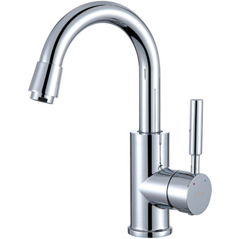 Mitigeur d'évier de cuisine  Mitigeur monocommande pivotant à 360° à arc bas  Mitigeur d'évier de cuisine  Installation sans vis en acier inoxydable  Raccords G 1/2  Chrome poli