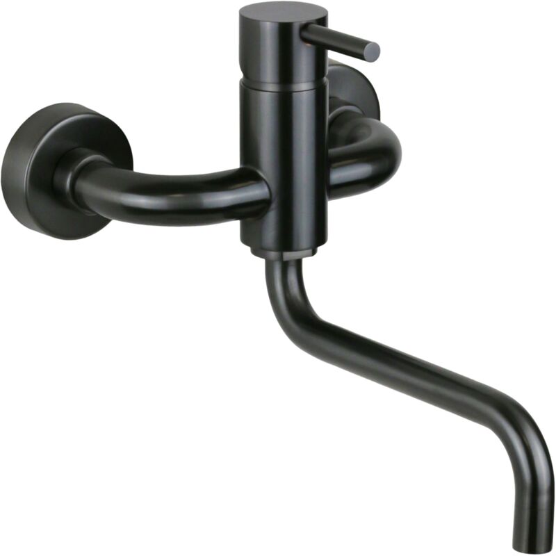 Mitigeur d'évier de cuisine mural en acier inoxydable couleur bronze avec bec réglable Pollini AP2071B Gunmetal