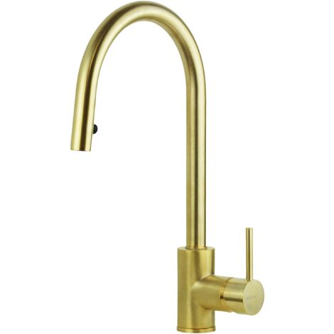 Mitigeur d'évier de cuisine or brossé avec douche encastrée Gattoni 0350/PCSG  Or brossé