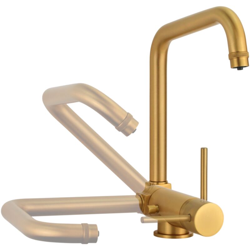 Mitigeur d'évier de cuisine pour eau filtrée couleur or brossé avec bec rabattable Pollini filtra 52000073100 Or brossé