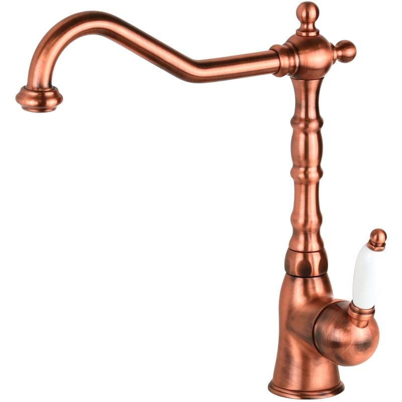 Mitigeur d'évier de cuisine rétro avec bec pivotant couleur cuivre Gattoni Orta RE135R0 Cuivre