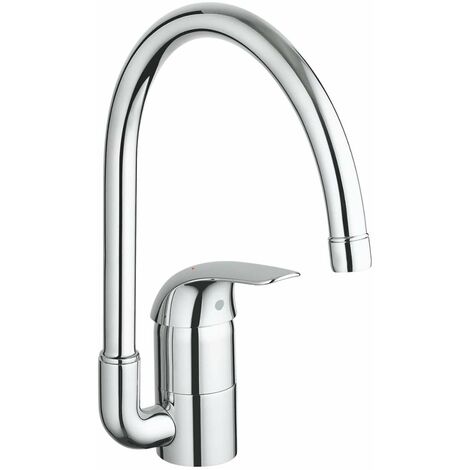 Mitigeur d’évier Euroeco – Montage monotrou – Bec mobile 360° – Limiteur de débit ajustable – Finition GROHE StarLight