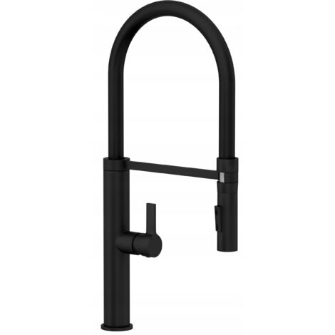 Mitigeur d'évier Granitan FULL noir avec douchette extractible 48,5 cm