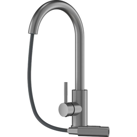 Mitigeur d'Évier Granitan LoseTo avec Douchette Extractible Gun Grey (Gris Métallique) - Robinet de Cuisine Design et Fonctionnel 39 cm