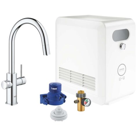 Mitigeur d’évier Grohe Blue Professional Starter Kit, amovible. Bec chromé avec réfrigérant