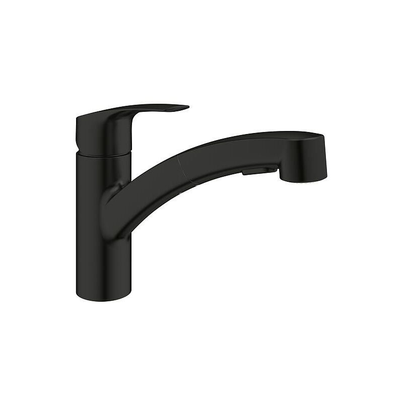 Grohe - Mitigeur d'évier Eurosmart avec douchette extractible saillie 227 mm, noir mat
