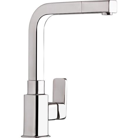 Mitigeur d´évier inox Noblesse inox mat, douchette extractible saillie 222mm