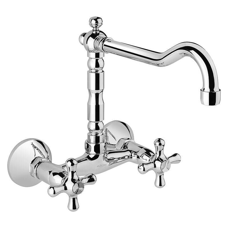 Banyo - Mitigeur d'évier mural 2 poignées Retro chromé saillie 235 mm