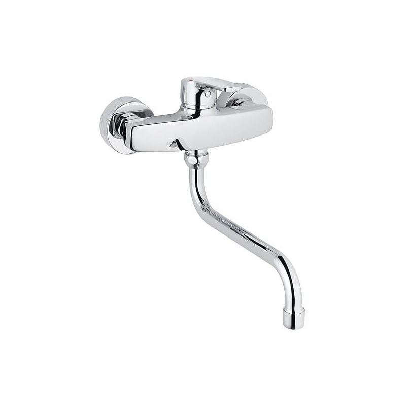 Heinrichschulte - Mitigeur d'évier mural Alpha 100, chromé, déport 200 mm