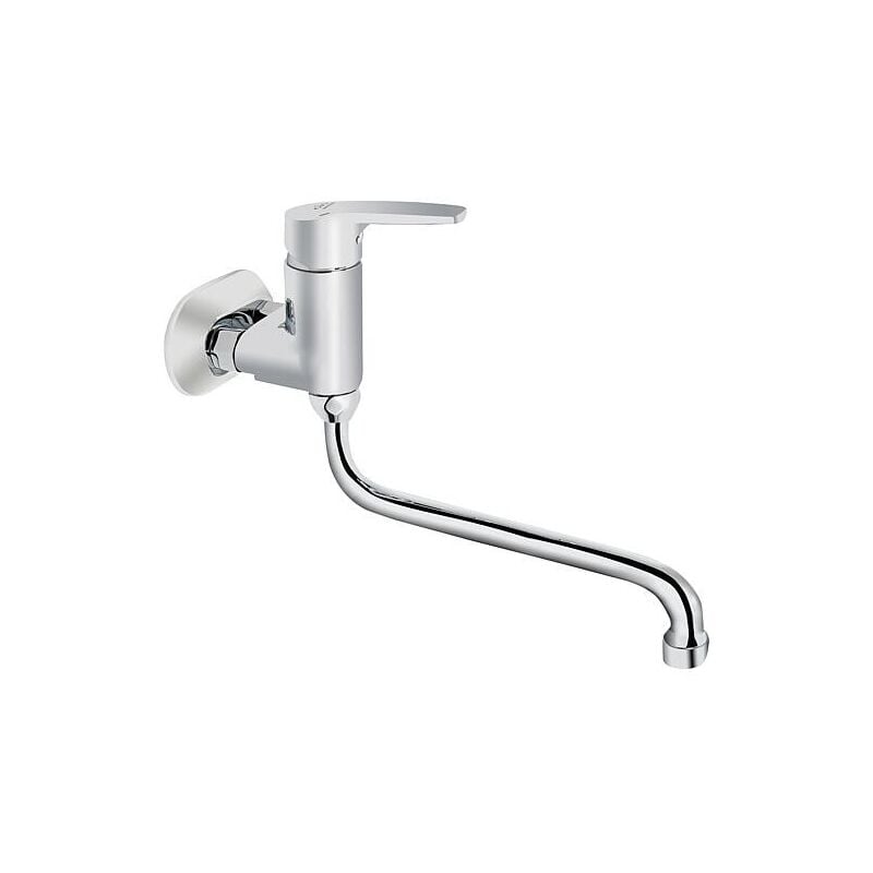 Heinrichschulte - Mitigeur d'évier mural Alpha 350 Bec orientable Saillie 330 mm chrome