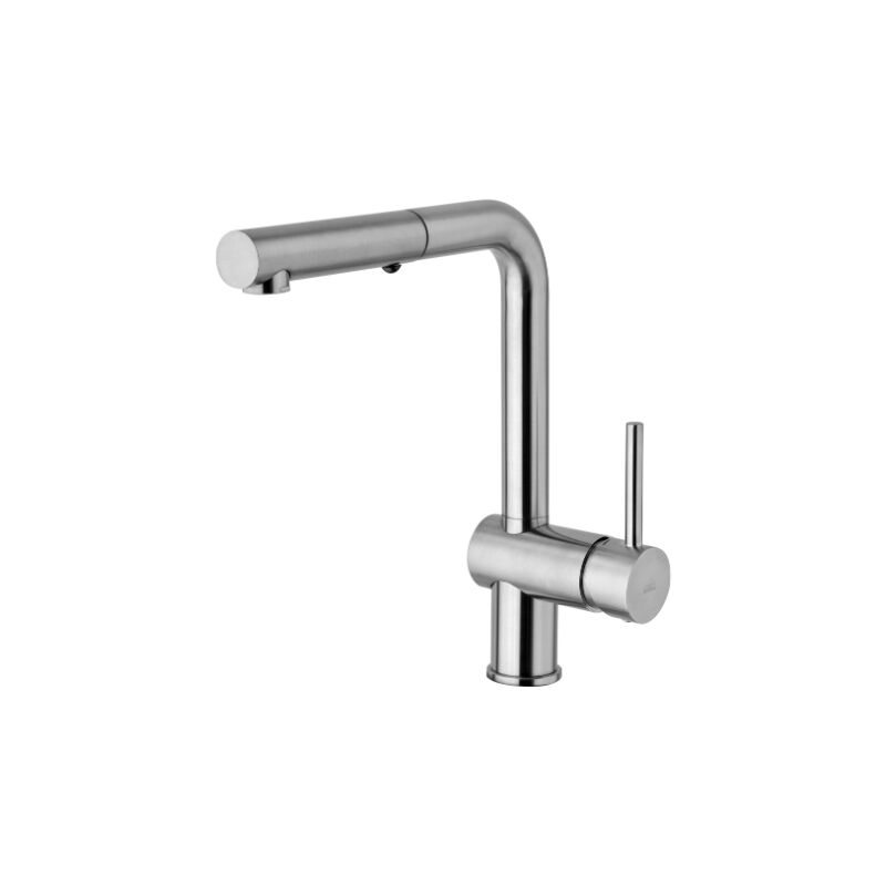 Paffoni - Light series Mitigeur d'évier avec douchette extractible LIG285ST-MET Laiton - Steel looking