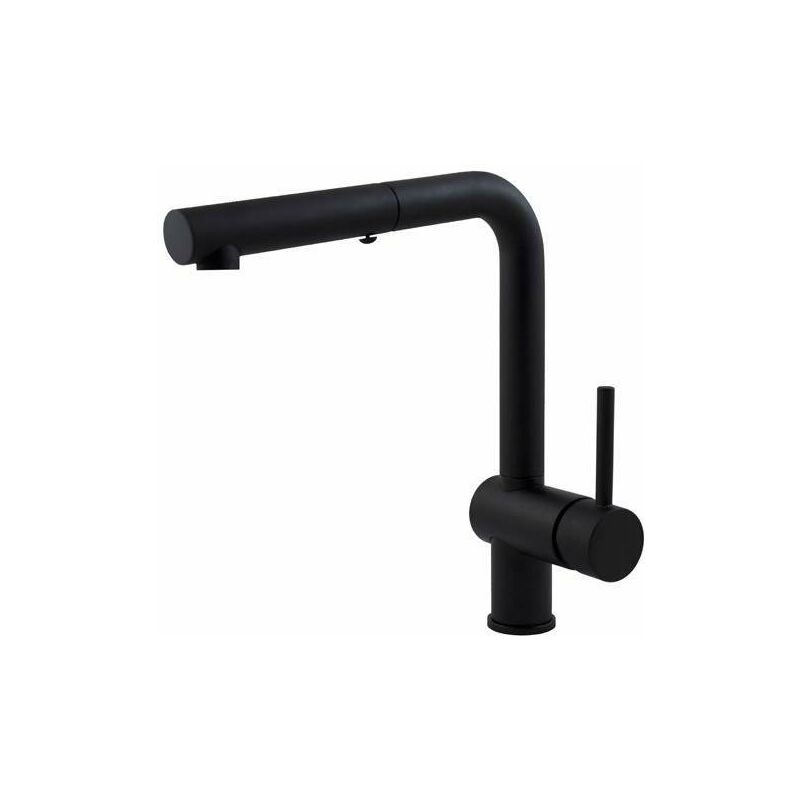 Paffoni - Mitigeur d'évier de cuisine noir mat avec douchette extractible à double jet Light LIG285NO-MET Noir mat